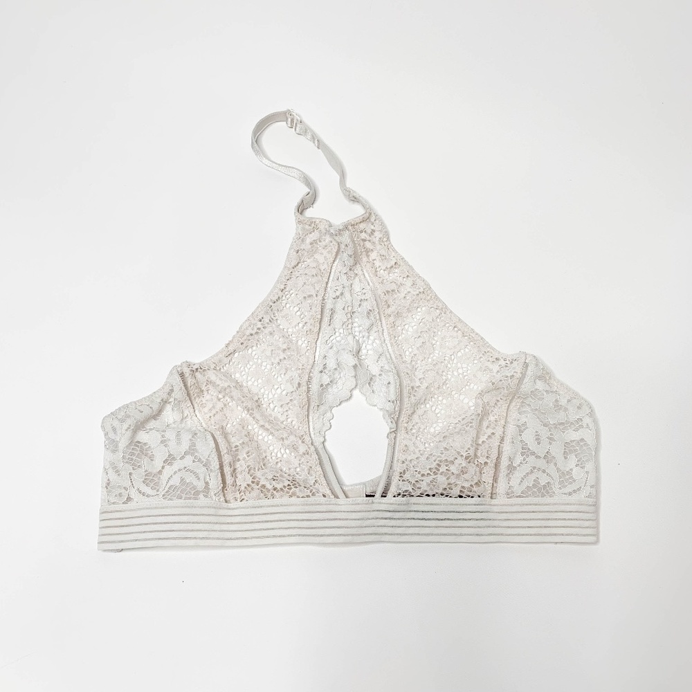 Victoria's Secret Bralette Very Sexy Bralette White Lace Halter Keyhole Size L